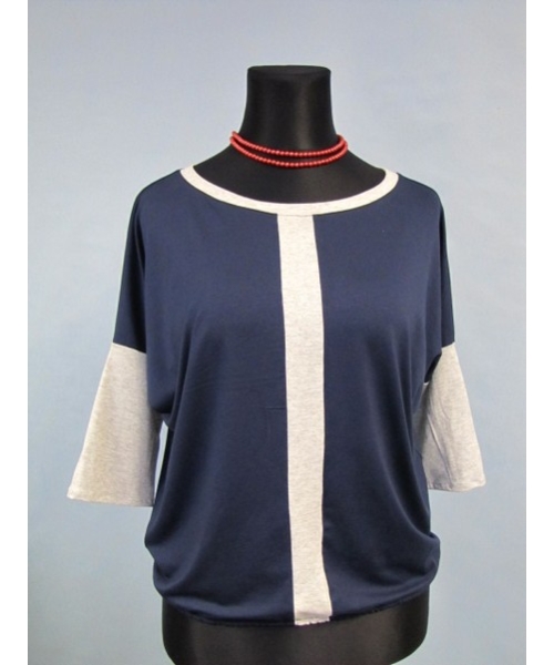 Bluzka Blanka granatowa z białymi perłowymi wstawkami